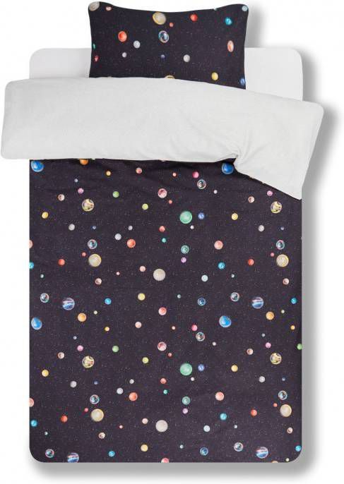 SNURK Marble Universe dekbedovertrek 100% percale katoen Lits-jumeaux (260x200/220 cm + 2 slopen) Zwart