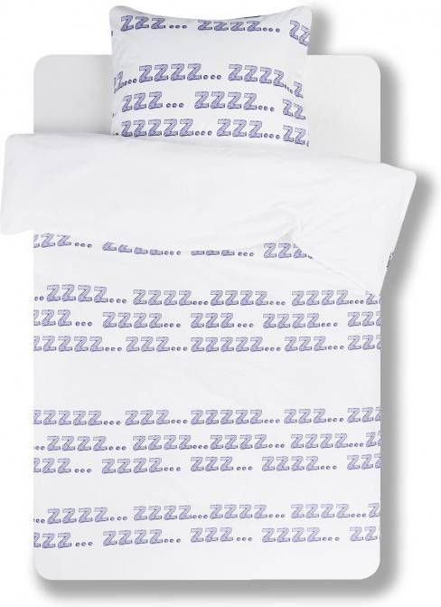 SNURK ZZZ… dekbedovertrek 100% percale katoen Lits-jumeaux (240x200/220 cm + 2 slopen) Wit