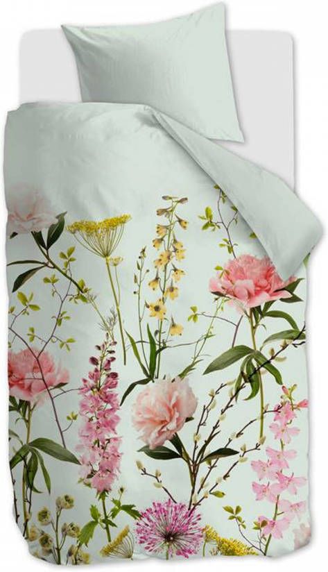Ambiante Abloom Dekbedovertrek 1 persoons(140x200/220 Cm + 1 Sloop) Katoen Satijn Grey Green