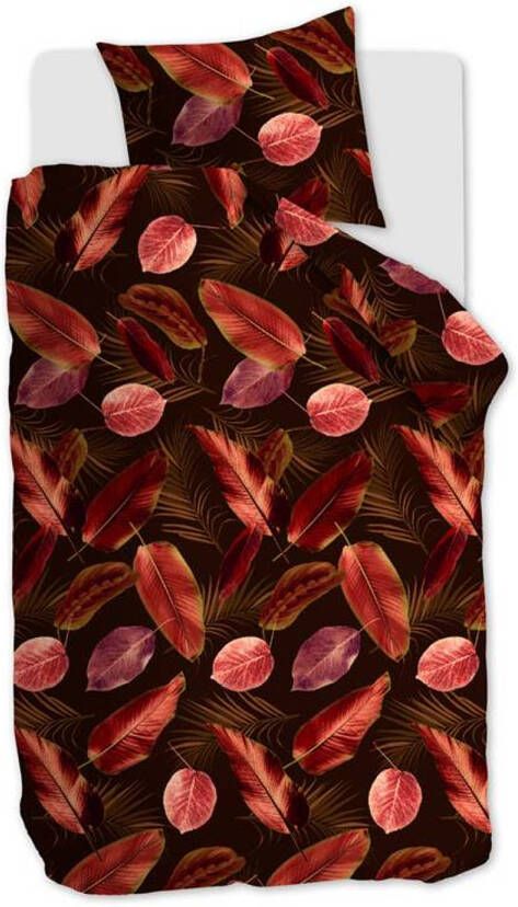 Ambiante Cordyline Dekbedovertrek 1 persoons(140x200/220 Cm + 1 Sloop) Katoen Satijn Red