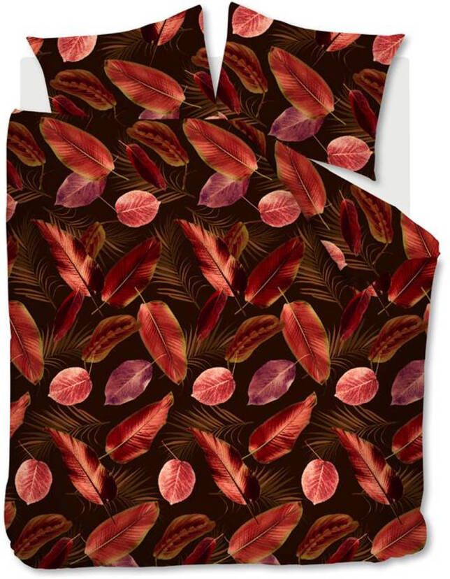 Ambiante Cordyline Dekbedovertrek 2 persoons(200x200/220 Cm + 2 Slopen) Katoen Satijn Red