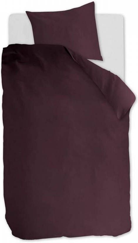 Ambiante Cotton Uni Dekbedovertrek 1 persoons(140x200/220 Cm + 1 Sloop) Katoen Dark Red