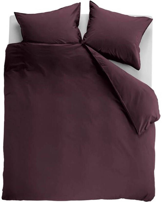 Ambiante Cotton Uni Dekbedovertrek 2 persoons(200x200/220 Cm + 2 Slopen) Katoen Dark Red