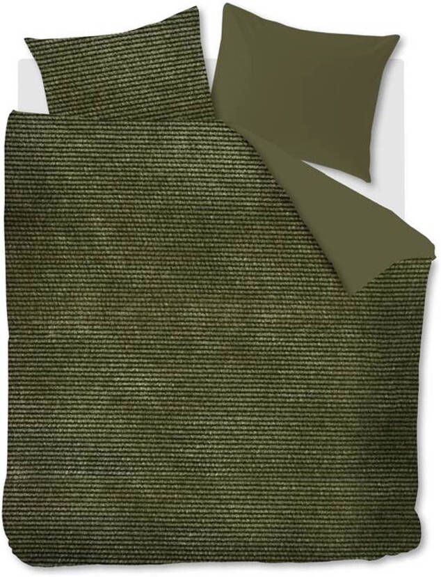 At Home Cosy Corduroy Dekbedovertrek 2 persoons(200x200/220 Cm + 2 Slopen) Flanel Groen