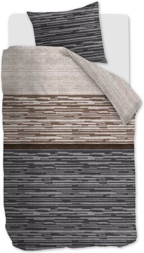 Beddinghouse Fardau Flanel Dekbedovertrek 1 persoons(140x200/220 Cm + 1 Sloop) Flanel Grijs