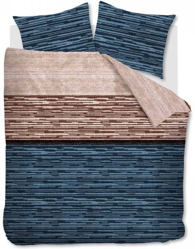 Beddinghouse Fardau Flanel Dekbedovertrek 2 persoons(200x200/220 Cm + 2 Slopen) Flanel Blauw