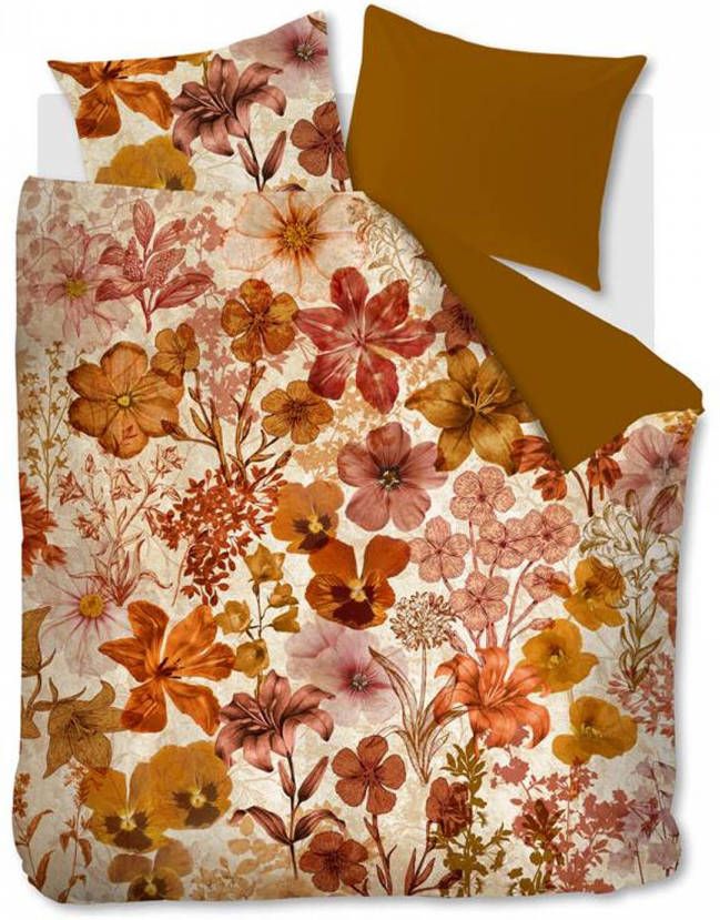 Beddinghouse Flora Dekbedovertrek 2 persoons(200x200/220 Cm + 2 Slopen) Katoen Satijn Oker