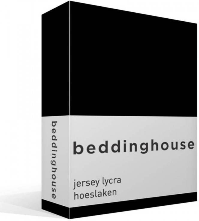 Beddinghouse Jersey Lycra Hoeslaken 95% Gebreide Katoen 5% Lycra 2 persoons(140/160x200/220 Cm) Black