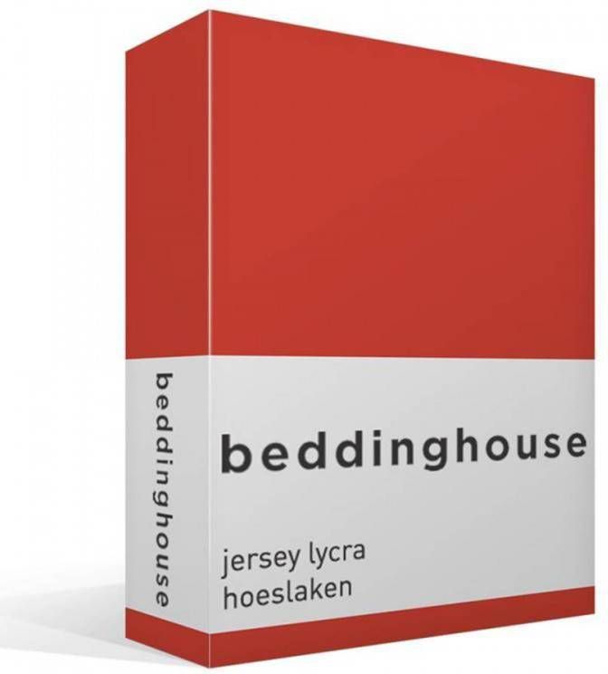 Beddinghouse Jersey Lycra Hoeslaken 95% Gebreide Katoen 5% Lycra Lits jumeaux(180/200x200/220 Cm) Coral Red