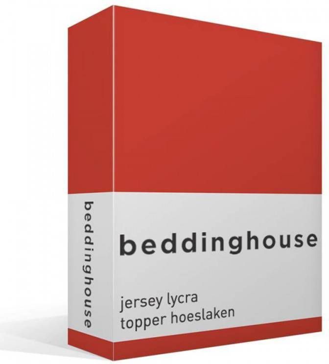 Beddinghouse Jersey Lycra Topper Hoeslaken 95% Gebreide Katoen 5% Lycra 1 persoons(90/100x200/220 Cm) Coral Red