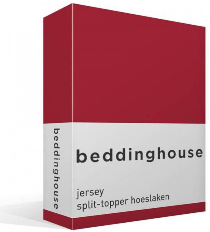Beddinghouse Jersey Split topper Hoeslaken 100% Gebreide Jersey Katoen Lits jumeaux(180x200/220 Cm) Red