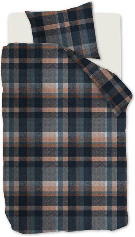 Beddinghouse Joss Flanel Dekbedovertrek 1 persoons(140x200/220 Cm + 1 Sloop) Flanel Blue