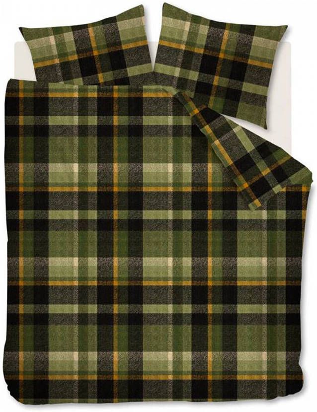 Beddinghouse Joss Flanel Dekbedovertrek Lits jumeaux(260x200/220 Cm + 2 Slopen) Flanel Groen
