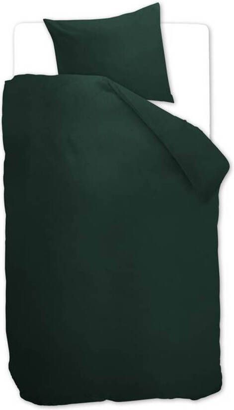 Beddinghouse Organic Basic Dekbedovertrek 1 persoons(140x200/220 Cm + 1 Sloop) Katoen Dark Green