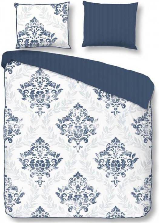 Descanso Elisa Dekbedovertrek 2 persoons(200x200/220 Cm + 2 Slopen) Katoen Satijn Blauw