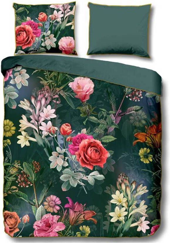 Descanso Simone Dekbedovertrek 1 persoons(140x200/220 Cm + 1 Sloop) Katoen Satijn Groen