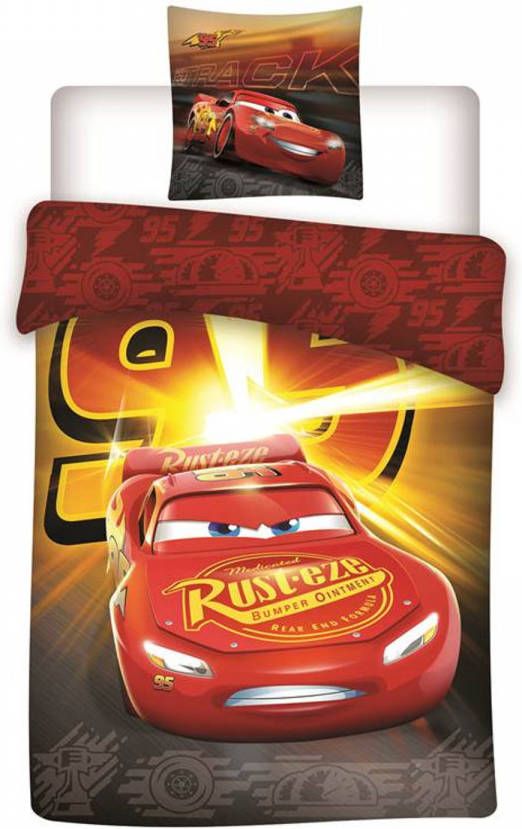 Disney Cars Dekbedovertrek 100% Microvezel 1 persoons(140x200 Cm + 1 Sloop) 1 Stuk(63x63 Cm) Rood
