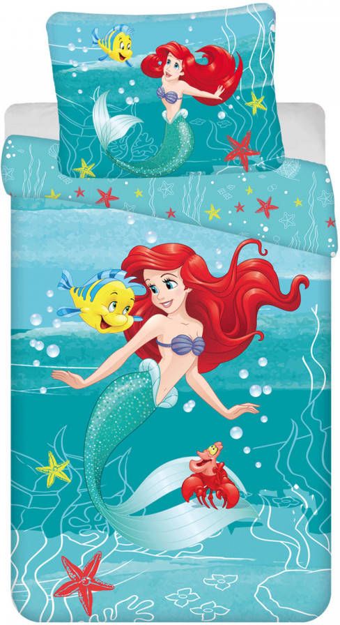 Disney Kleine Zeemeermin Dekbedovertrek Ariël En Vriendjes Eenpersoons 140 X 200 + 70 X 90 Cm Katoen