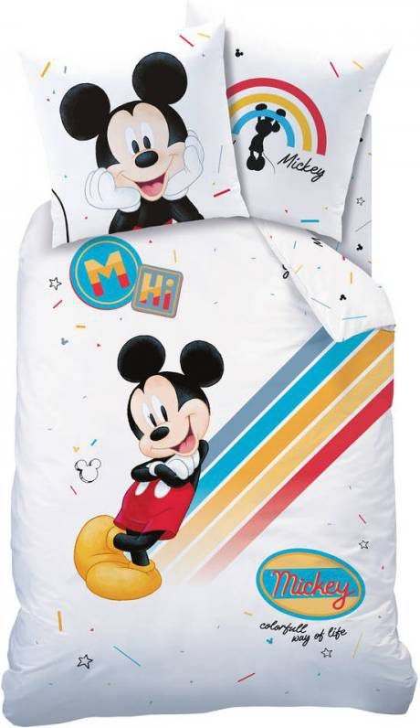 Disney Mickey Mouse Colourful Dekbedovertrek Eenpersoons 140 X 200 Cm Multi