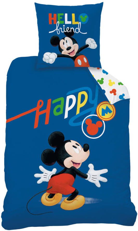 Disney Mickey Mouse Dekbedovertrek Happy Eenpersoons 140 X 200 Cm Katoen