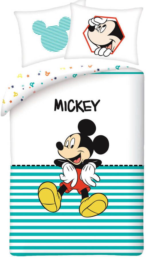 Disney Mickey Mouse Dekbedovertrek Stripe Eenpersoons 140 X 200 Cm Katoen