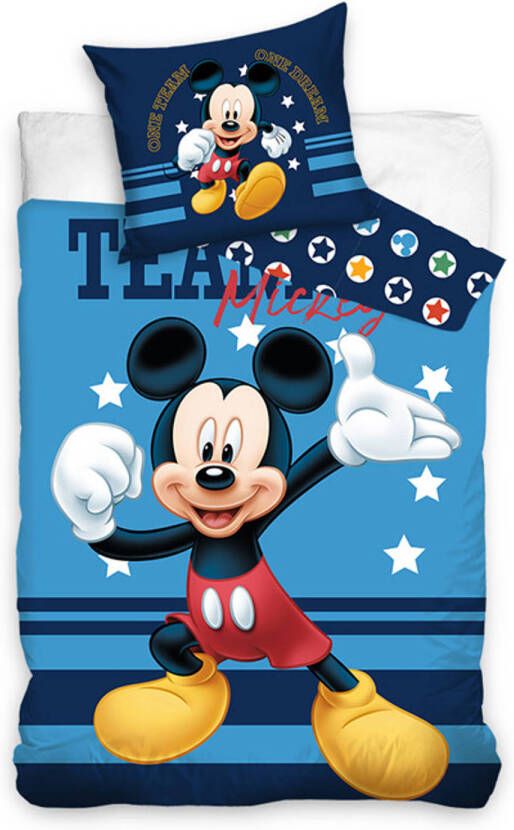 Disney Mickey Mouse Dekbedovertrek Team Mickey Blauw 1 persoons 140x200 Cm