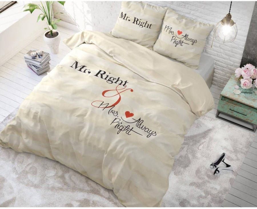 Dreamhouse Bedding Dekbedovertrek Mrs Always Right Met Knoopsluiting, Incl. Kussenslopen Creme Lits jimeaux 240 X 220 Cm + 2 Slopen