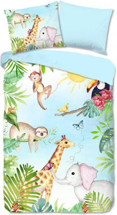 Good Morning Dekbedovertrek Bambini Aqua 1 persoons 140x200/220 Cm