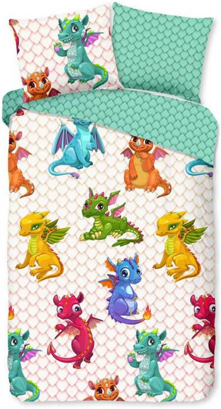 Good Morning Dragons Dekbedovertrek Katoen 1 persoons(140x200/220 Cm + 1 Sloop) Multi