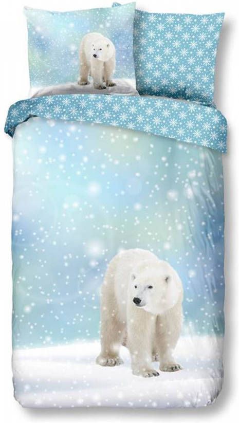Good Morning Icebear Flanel Dekbedovertrek Flanel/Katoen 1 persoons(140x200/220 Cm + 1 Sloop) Blauw
