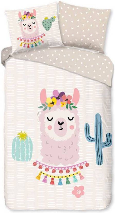Good Morning Llama Dekbedovertrek Katoen Peuter(120x150 Cm + 1 Sloop) Zand