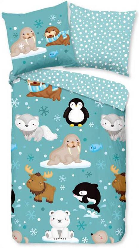 Good Morning Polar Flanel Dekbedovertrek Flanel/Katoen 1 persoons(140x200/220 Cm + 1 Sloop) Aqua