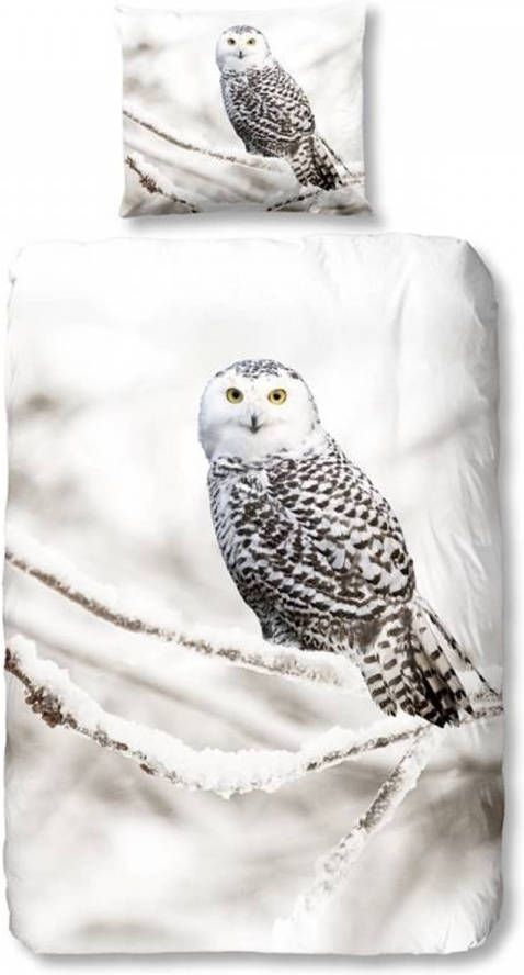 Good Morning Snowy Owl Flanel Dekbedovertrek 1 persoons(140x200/220 Cm + 1 Sloop )