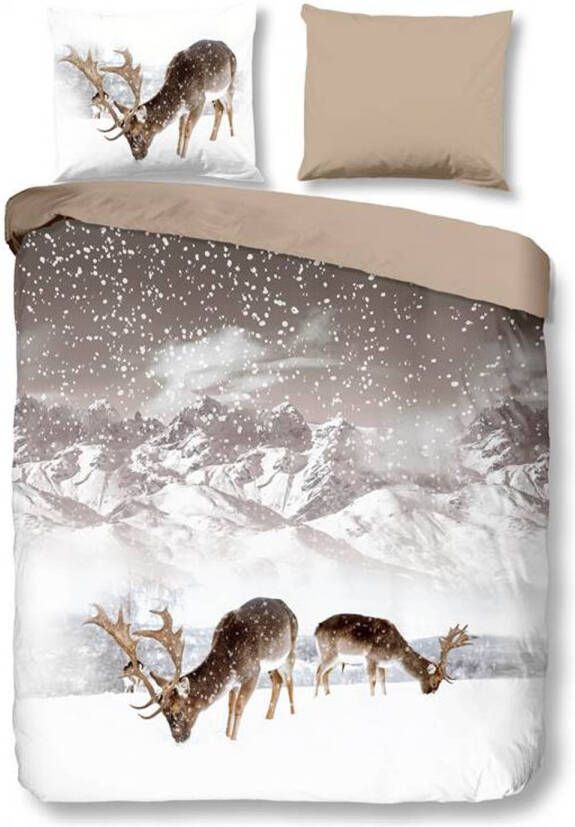 Good Morning Winter Flanel Dekbedovertrek 1 persoons(140x200/220 Cm + 1 Sloop) Flanel Zand