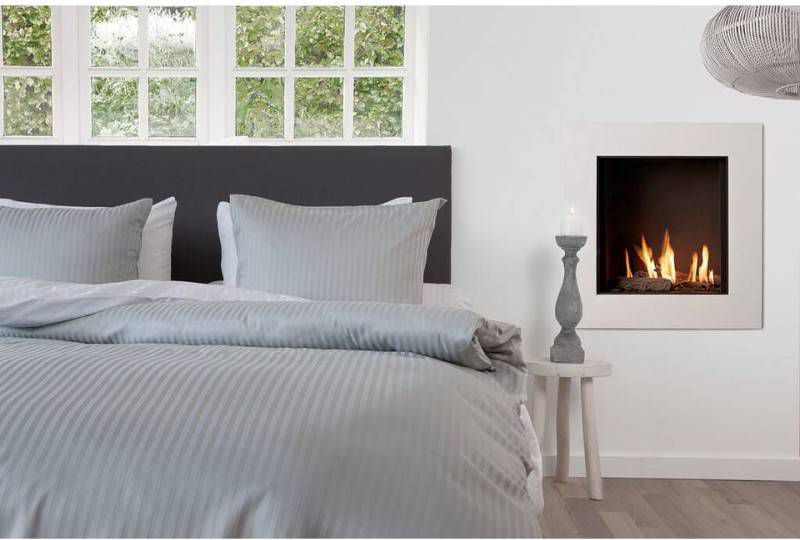 Heckett Lane Dekbedovertrek Heckett Lane Uni Stripe Licht Grijs -