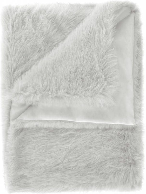Heckett & Lane Fake Fur Plaid Perle Silver Grey 140x200cm