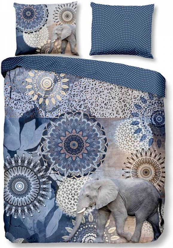 HIP Collection Bjirke Flanel Dekbedovertrek 2 persoons(200x200/220 Cm + 2 Slopen) Flanel Blauw