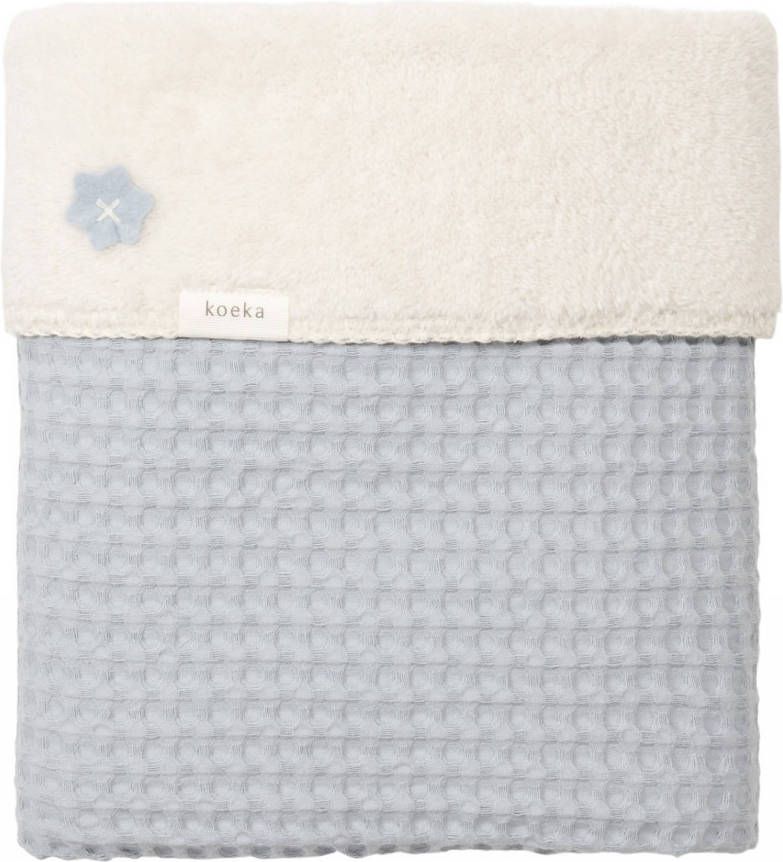 Koeka Oslo baby wiegdeken wafelstof/teddy 75x100 cm hazel/pebble