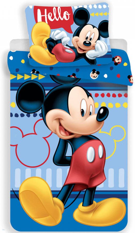 Disney Mickey Mouse Dekbedovertrek Hello Eenpersoons 140 X 200 Cm Blauw