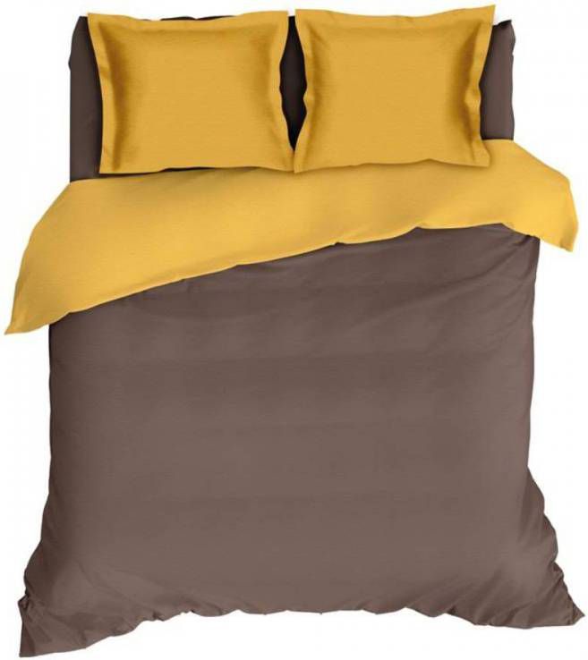 Romanette Comtesse Flanel Dekbedovertrek 1 persoons(140x200/220 Cm + 1 Sloop) Flanel Bruin/oker