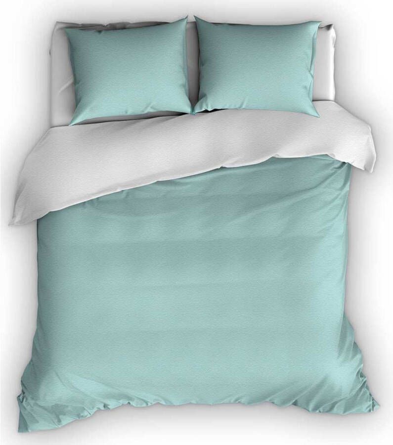 Romanette Flanellen Dekbedovertrek Comtesse Misty Green/wit 140x200/220