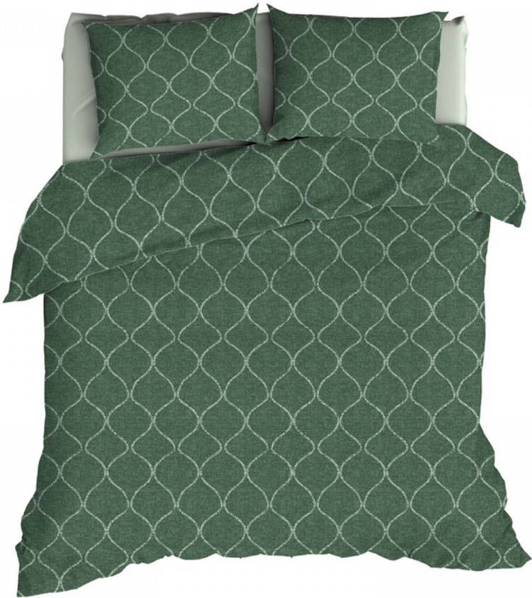 Romanette Flanellen Dekbedovertrek Murad Groen lits jumeaux(240 X 200/220 Cm )
