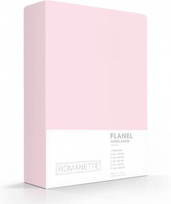 Romanette Flanellen Hoeslaken Roze 140 X 200 Cm