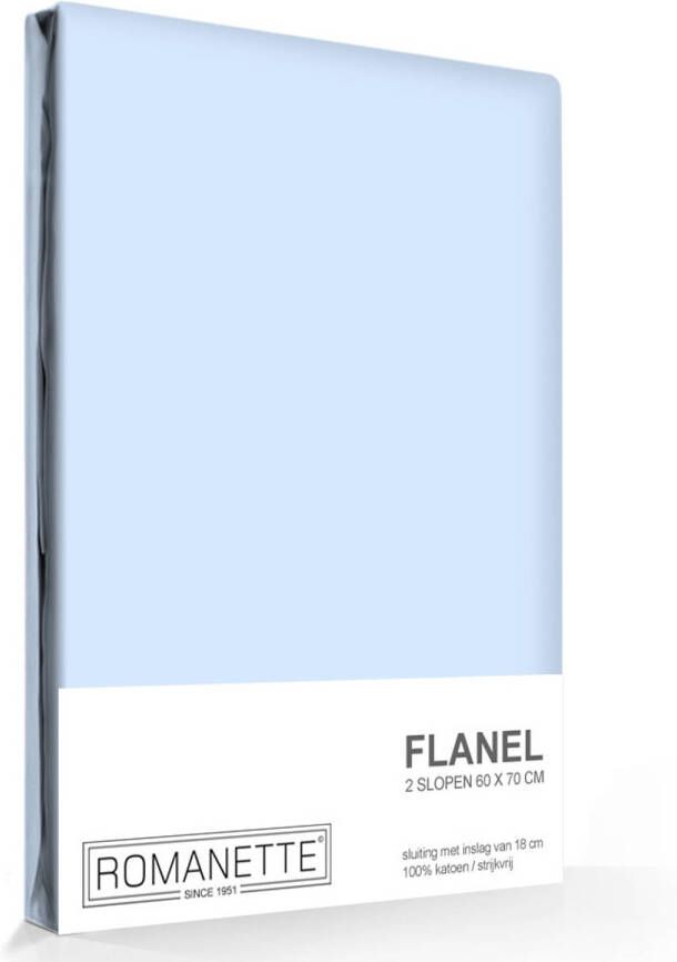 Romanette Flanellen Kussenslopen Lichtblauw(2 stuks )