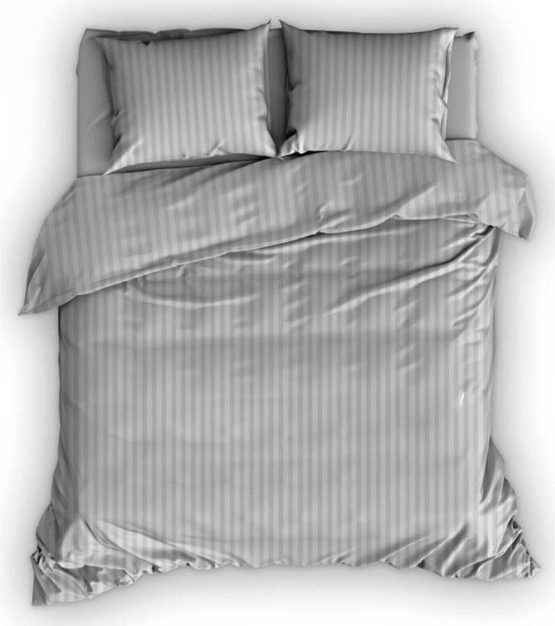 Satin D'or Satin D&apos, or Dekbedovertrek Streep Silver 140x200/220