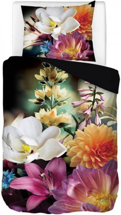 Snoozing Dahlien Dekbedovertrek 1 persoons(140x200/220 Cm + 1 Sloop) Katoen Satijn Multi