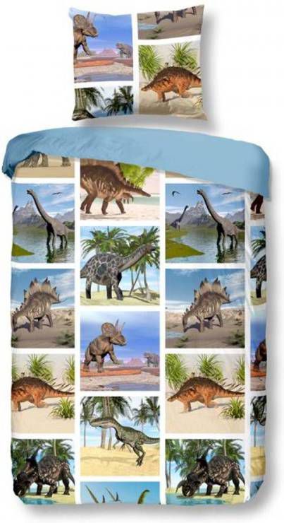 Snoozing Dinosaur Dekbedovertrek 100% Katoen 1 persoons(140x200/220 Cm + 1 Sloop) 1 Stuk(60x70 Cm) Multi