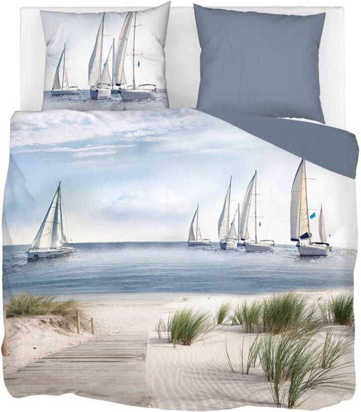 Snoozing Dunes Flanel Dekbedovertrek Lits jumeaux 240x200/220 Cm Blauw