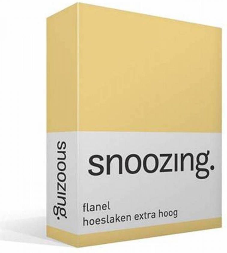 Snoozing Flanel Hoeslaken Extra Hoog 200x200 Geel