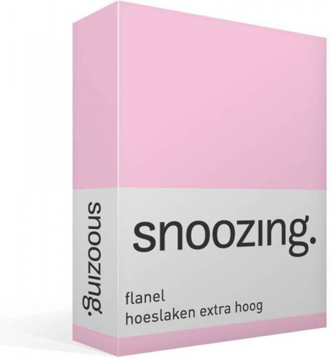 Snoozing Flanel Hoeslaken Extra Hoog 80/90 X200 Roze